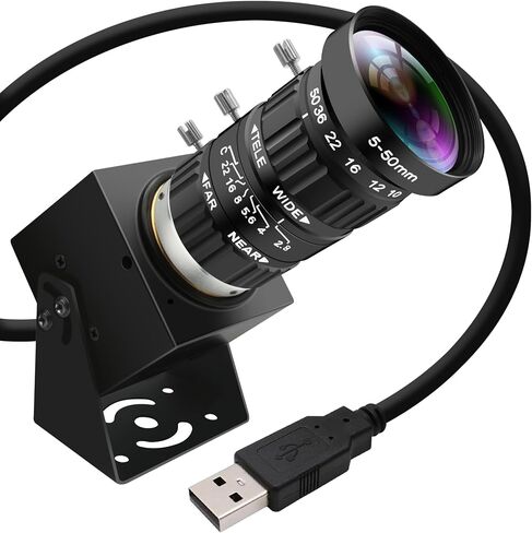 4K USB Camera 1080P@120fps High Speed USB Webcam with CS-Mount 5-50mm 10X Telephoto Zoom Manual Lens,12MP Close up Camera OpenCV Plug and Play for Live Streaming Industrial Project Meeting in Saudi Arabia