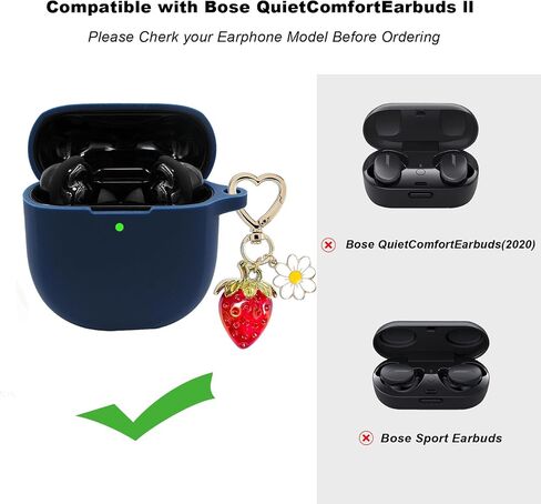 for Bose QuietComfort Earbuds II 2022/ New QuietComfort Ultra Case Cover 2023 with Cute Strawberry Charm Keychain, Soft Silicone Protective Case for Bose QC ii 2 Earbuds Charging Case Red in Saudi Arabia