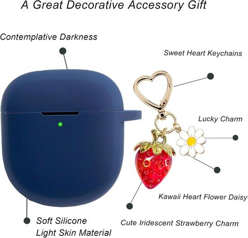 for Bose QuietComfort Earbuds II 2022/ New QuietComfort Ultra Case Cover 2023 with Cute Strawberry Charm Keychain, Soft Silicone Protective Case for Bose QC ii 2 Earbuds Charging Case Red in Saudi Arabia