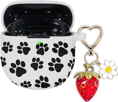 for Bose QuietComfort Earbuds II 2022/ New QuietComfort Ultra Case Cover 2023 with Cute Strawberry Charm Keychain, Soft Silicone Protective Case for Bose QC ii 2 Earbuds Charging Case Red in Saudi Arabia