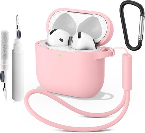 بالنسبة إلى AirPods 4 Case Cover 2024 مع طقم أنظف ، علبة حماية من السيليكون الناعمة لإكسسوارات Apple Airpods 4th Generation مع سلسلة المفاتيح (وردية رملية) in Kuwait