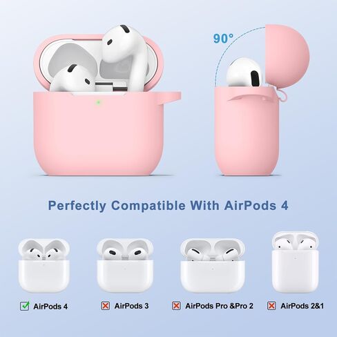 بالنسبة إلى AirPods 4 Case Cover 2024 مع طقم أنظف ، علبة حماية من السيليكون الناعمة لإكسسوارات Apple Airpods 4th Generation مع سلسلة المفاتيح (وردية رملية) in Kuwait