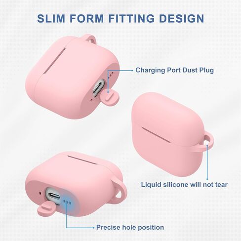 بالنسبة إلى AirPods 4 Case Cover 2024 مع طقم أنظف ، علبة حماية من السيليكون الناعمة لإكسسوارات Apple Airpods 4th Generation مع سلسلة المفاتيح (وردية رملية) in Kuwait