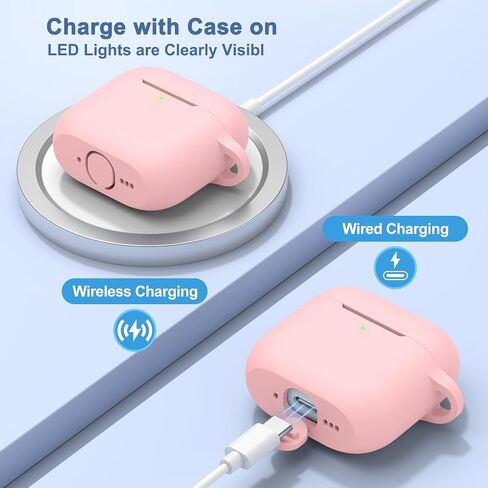 بالنسبة إلى AirPods 4 Case Cover 2024 مع طقم أنظف ، علبة حماية من السيليكون الناعمة لإكسسوارات Apple Airpods 4th Generation مع سلسلة المفاتيح (وردية رملية) in Kuwait