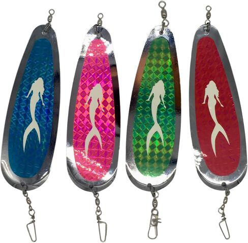 Kokanee Salmon Dodger Blanks & Teardrop Fishing Fishing - Multicolor ، Gold ، Silver ، Hot Pink Stuble - Feather Steel/Chrome Plated - Trolling Trolling Action for Salmon & Trout - 4 Pack in Saudi Arabia