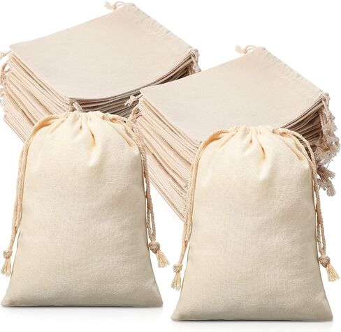 200 Pieces Cotton Drawstring Bags Reusable Muslin Bag 5 x 7 Inch Cotton Pouch Small Cloth Gift Bag Sachet Bag Double Drawstring Gift Wrap Bag Jewelry Pouch for Wedding Home Party Supplies DIY Craft in Kuwait