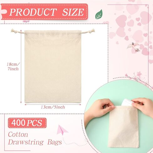 200 Pieces Cotton Drawstring Bags Reusable Muslin Bag 5 x 7 Inch Cotton Pouch Small Cloth Gift Bag Sachet Bag Double Drawstring Gift Wrap Bag Jewelry Pouch for Wedding Home Party Supplies DIY Craft in Kuwait