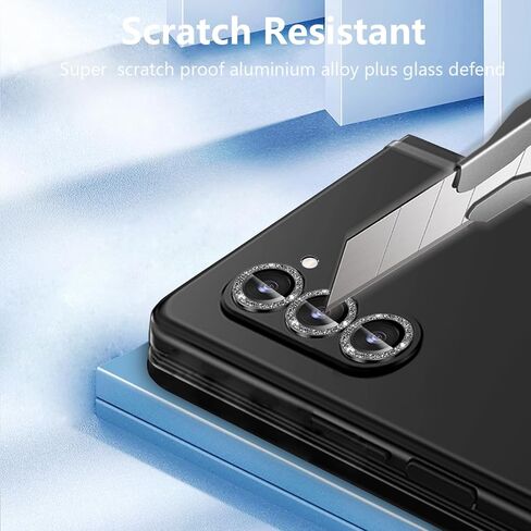 للحصول على Galaxy Z Fold 6 Camera Lens Protector Bling Glitter الفردي حلقة سبيكة الألومنيوم 9H ملحقات الزجاج المزخرفة بغطاء الكاميرا لـ Samsung Galaxy Z Fold 6 Glitter ملونة in Kuwait