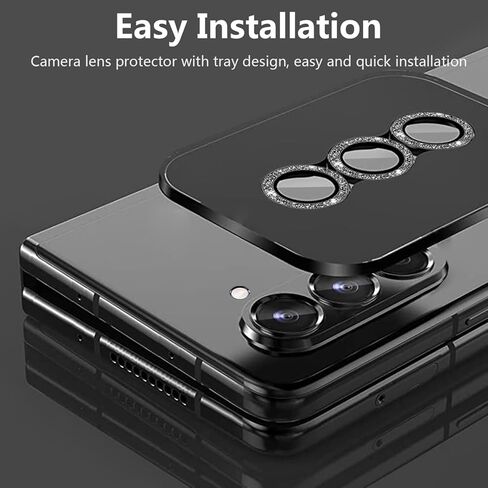 للحصول على Galaxy Z Fold 6 Camera Lens Protector Bling Glitter الفردي حلقة سبيكة الألومنيوم 9H ملحقات الزجاج المزخرفة بغطاء الكاميرا لـ Samsung Galaxy Z Fold 6 Glitter ملونة in Kuwait