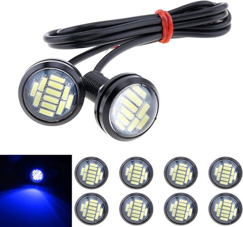 10 قطع 18 ملم سيارة عين النسر DRL Led أضواء النهار الجري LED 12 فولت احتياطية عكس إشارة وقوف السيارات مصابيح السيارات، أحمر in Saudi Arabia