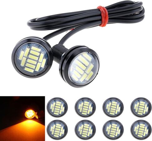 10 قطع 18 ملم سيارة عين النسر DRL Led أضواء النهار الجري LED 12 فولت احتياطية عكس إشارة وقوف السيارات مصابيح السيارات، أحمر in Saudi Arabia