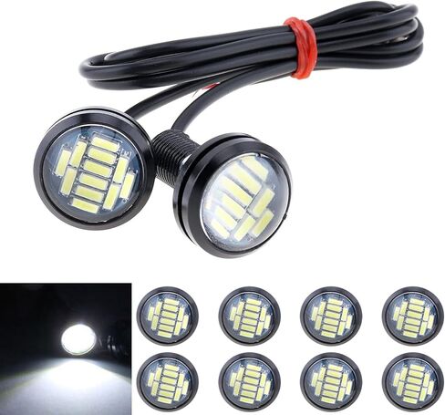 10 قطع 18 ملم سيارة عين النسر DRL Led أضواء النهار الجري LED 12 فولت احتياطية عكس إشارة وقوف السيارات مصابيح السيارات، أحمر in Saudi Arabia