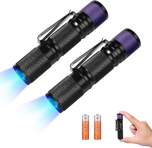 Kunhe Mini UV المصباح 365nm Light Light 2Pack mini aa بطارية الأشعة فوق البنفسجية LED Blacklight Woods مصباح كاشف محمول قوي للبول الأليف الجاف. in Saudi Arabia