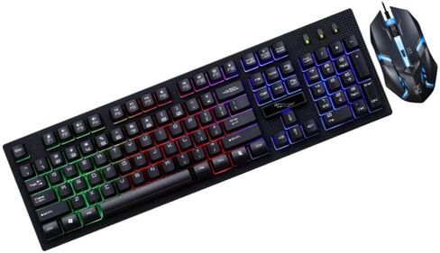 1SET سلكية USB ألعاب لوحة المفاتيح Mouse مجموعة مضيئة لوحة المفاتيح الفأر مجموعة التصميم الإبداعي غير الصراع للاعبين ملحقات الألعاب العملية الأنيقة in Saudi Arabia