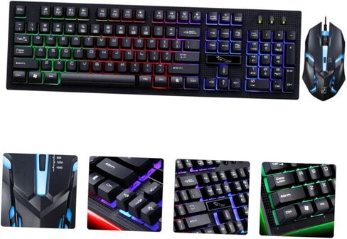 1SET سلكية USB ألعاب لوحة المفاتيح Mouse مجموعة مضيئة لوحة المفاتيح الفأر مجموعة التصميم الإبداعي غير الصراع للاعبين ملحقات الألعاب العملية الأنيقة in Saudi Arabia