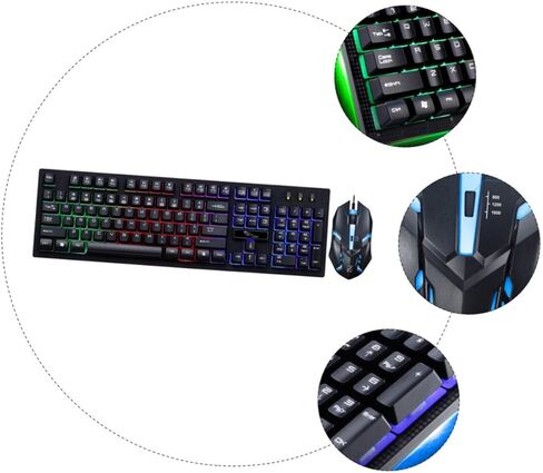1SET سلكية USB ألعاب لوحة المفاتيح Mouse مجموعة مضيئة لوحة المفاتيح الفأر مجموعة التصميم الإبداعي غير الصراع للاعبين ملحقات الألعاب العملية الأنيقة in Saudi Arabia