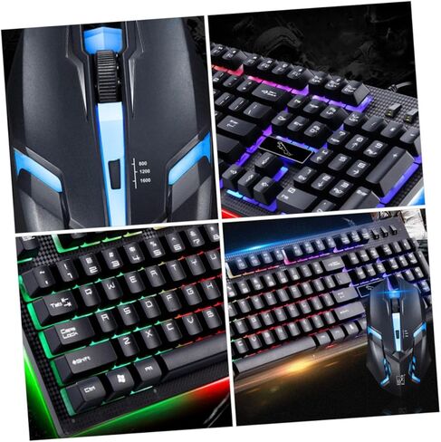 1SET سلكية USB ألعاب لوحة المفاتيح Mouse مجموعة مضيئة لوحة المفاتيح الفأر مجموعة التصميم الإبداعي غير الصراع للاعبين ملحقات الألعاب العملية الأنيقة in Saudi Arabia
