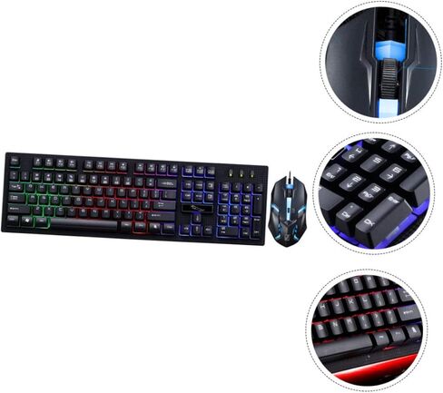 1SET سلكية USB ألعاب لوحة المفاتيح Mouse مجموعة مضيئة لوحة المفاتيح الفأر مجموعة التصميم الإبداعي غير الصراع للاعبين ملحقات الألعاب العملية الأنيقة in Saudi Arabia