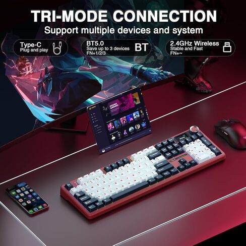 AULA Wireless Keyboard and Mouse Combo, F108 Pro Full Size Mechanical Keyboard SC900 Max Wireless Mouse in Saudi Arabia