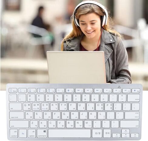 لوحة مفاتيح BT ثنائية اللغة ، لوحة مفاتيح ، تصميم مريح ، نحيف ، لجهاز الكمبيوتر اللوحي المحمول للكمبيوتر الشخصي ، الأبيض ، 28.5 × 12 سم (صينية تقليدية) in Kuwait