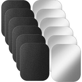 Metal Plate for Magnets, 12Pcs Phone Magnet Sticker, Adhesive Thin Plates, Metal Plate Compatible with Magnetic Mounts with Adhesive Backing for Magnet Phone Mount(2 * 1.5",Black, Silver) in Kuwait