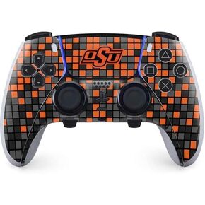 Skinit Decal Gaming Skin Compatible with PS5 DualSense Edge Pro Controller - Officially Licensed Oklahoma State University Chevron Print Design in Kuwait