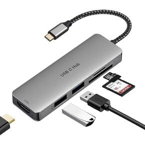 USB C HUB ، 5 في 1 من النوع C HUB محول متعدد الأطوار مع إخراج 4K HDMI ، USB C Dongle MacBook Pro مع USB 3.0 ، USB 2.0 Ports SDTF Card Reader متوافق مع MacBook Pro in Saudi Arabia