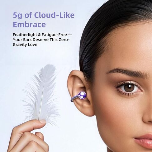 مقطع على سماعات الأذن التي تعمل باللمس ، سماعات الأذن المفتوحة اللاسلكية مع Bluetooth 5.4，50H عمر البطارية ， سماعات أذن مريحة خفيفة الوزن مريحة IPX7 للياقة البدنية ، الأسود. in Kuwait
