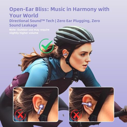 مقطع على سماعات الأذن التي تعمل باللمس ، سماعات الأذن المفتوحة اللاسلكية مع Bluetooth 5.4，50H عمر البطارية ， سماعات أذن مريحة خفيفة الوزن مريحة IPX7 للياقة البدنية ، الأسود. in Kuwait