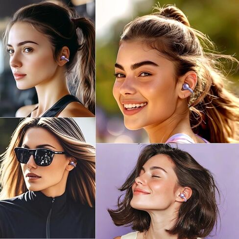مقطع على سماعات الأذن التي تعمل باللمس ، سماعات الأذن المفتوحة اللاسلكية مع Bluetooth 5.4，50H عمر البطارية ， سماعات أذن مريحة خفيفة الوزن مريحة IPX7 للياقة البدنية ، الأسود. in Kuwait