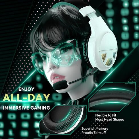 سماعات رأس ألعاب لاسلكية 2.4 جيجا هرتز للكمبيوتر الشخصي ، PS5 ، PS4 ، SWIST ، سماعات ألعاب USB مع ميكروفون إلغاء الضوضاء ، Bluetooth 5.4 ، RGB Lights ، 60H بطارية سماعات بطارية لنظام التشغيل Mac ، المحمول ، المحمول ، الجوال in Saudi Arabia