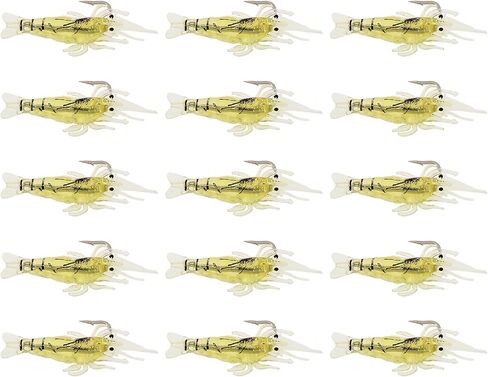 15pcs Shrimp Bait Hooks, Soft Fishing Lure Soft Bait, Soft Prawn Fishing Lures in Saudi Arabia
