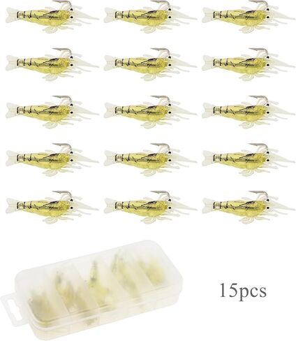 15pcs Shrimp Bait Hooks, Soft Fishing Lure Soft Bait, Soft Prawn Fishing Lures in Saudi Arabia