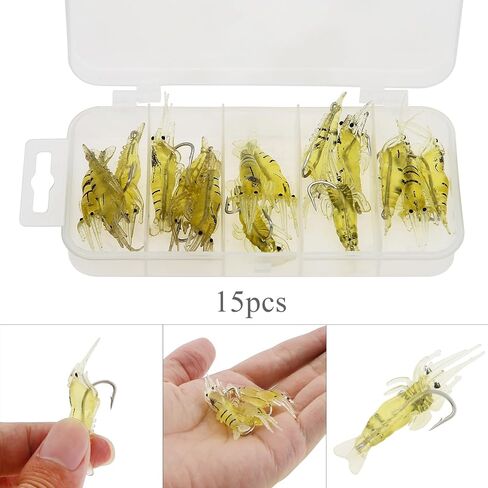 15pcs Shrimp Bait Hooks, Soft Fishing Lure Soft Bait, Soft Prawn Fishing Lures in Saudi Arabia