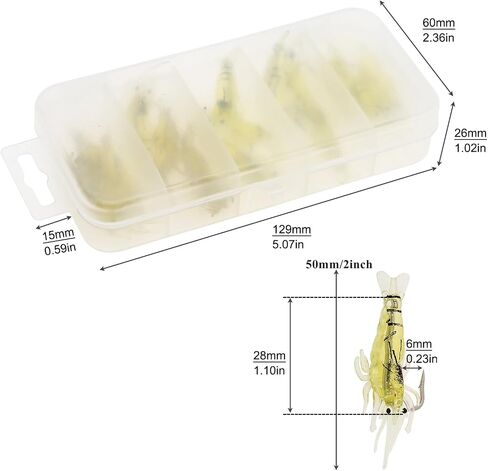 15pcs Shrimp Bait Hooks, Soft Fishing Lure Soft Bait, Soft Prawn Fishing Lures in Saudi Arabia