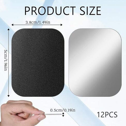 لوحة معدنية للمغناطيس ، ملصق مغناطيس الهاتف 12 مساءً ، أطباق رقيقة لاصق ، لوحة معدنية متوافقة مع حوامل مغناطيسية مع دعم لاصق للتركيب هاتف المغناطيس (2 * 1.5 "، أسود ، فضية) in Kuwait