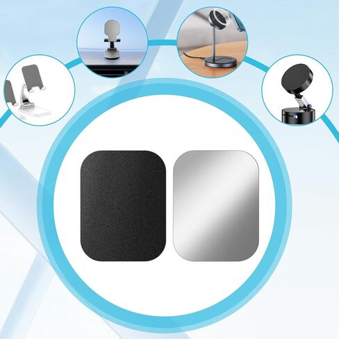 لوحة معدنية للمغناطيس ، ملصق مغناطيس الهاتف 12 مساءً ، أطباق رقيقة لاصق ، لوحة معدنية متوافقة مع حوامل مغناطيسية مع دعم لاصق للتركيب هاتف المغناطيس (2 * 1.5 "، أسود ، فضية) in Kuwait