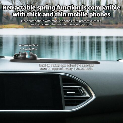 Multifunction Car Anti-Slip Mat with 360° Rotating Auto Phone Holder, Universal Dashboard Organizer Pad with Temporary Parking Number for Phones Keys Sunglasses Gadgets (Gray Silver) in Saudi Arabia