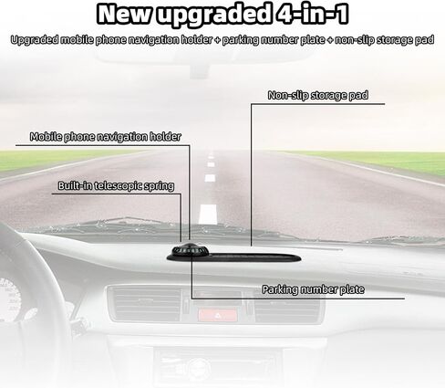 Multifunction Car Anti-Slip Mat with 360° Rotating Auto Phone Holder, Universal Dashboard Organizer Pad with Temporary Parking Number for Phones Keys Sunglasses Gadgets (Gray Silver) in Saudi Arabia