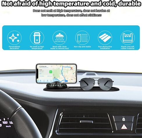 Multifunction Car Anti-Slip Mat with 360° Rotating Auto Phone Holder, Universal Dashboard Organizer Pad with Temporary Parking Number for Phones Keys Sunglasses Gadgets (Gray Silver) in Saudi Arabia