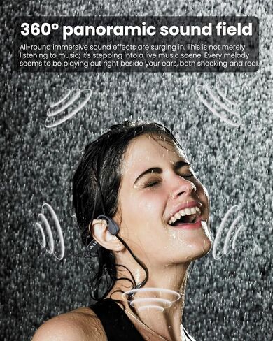 سماعات الرأس سماعات الرأس سماعات الرأس Bluetooth V6.0 Open Ear Sports Headset ، IP68 Player MP3 Player 32G ، للركض ، ركوب الدراجات (أسود) in Saudi Arabia