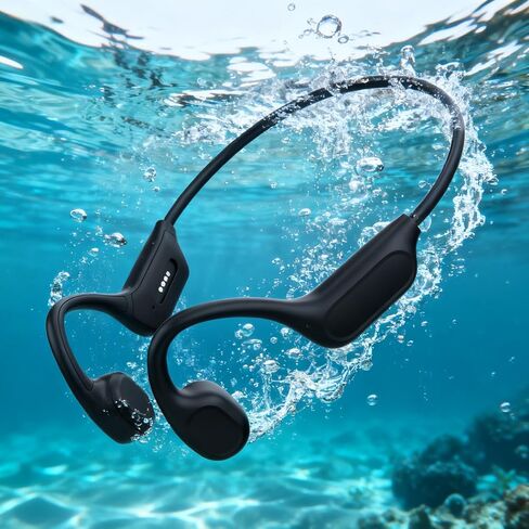 سماعات الرأس سماعات الرأس سماعات الرأس Bluetooth V6.0 Open Ear Sports Headset ، IP68 Player MP3 Player 32G ، للركض ، ركوب الدراجات (أسود) in Saudi Arabia
