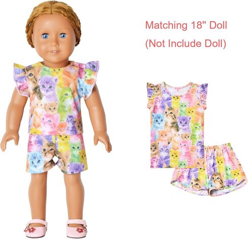 QPANCY Matching Girls & Dolls Pajamas Unicorn Pj Sets Summer Cotton Sleepwear … in Kuwait