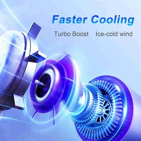 ZJchao Handheld Fan USB Rechargeable 3600mAh Battery LCD Display Mini Desk Fan with 100 Speed Levels Boost for Home Office Outdoor (Blue) in Saudi Arabia
