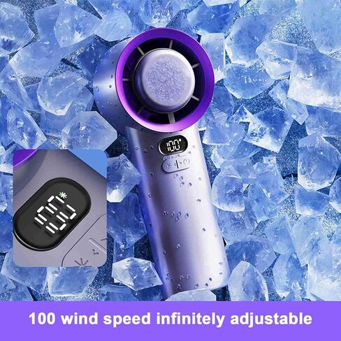ZJchao Handheld Fan USB Rechargeable 3600mAh Battery LCD Display Mini Desk Fan with 100 Speed Levels Boost for Home Office Outdoor (Blue) in Saudi Arabia