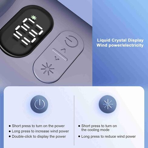 ZJchao Handheld Fan USB Rechargeable 3600mAh Battery LCD Display Mini Desk Fan with 100 Speed Levels Boost for Home Office Outdoor (Blue) in Saudi Arabia