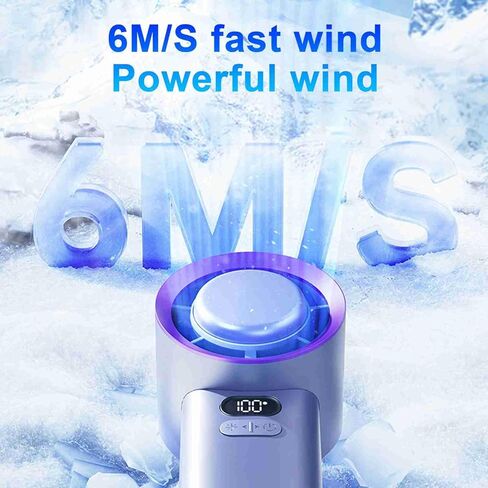 ZJchao Handheld Fan USB Rechargeable 3600mAh Battery LCD Display Mini Desk Fan with 100 Speed Levels Boost for Home Office Outdoor (Blue) in Saudi Arabia