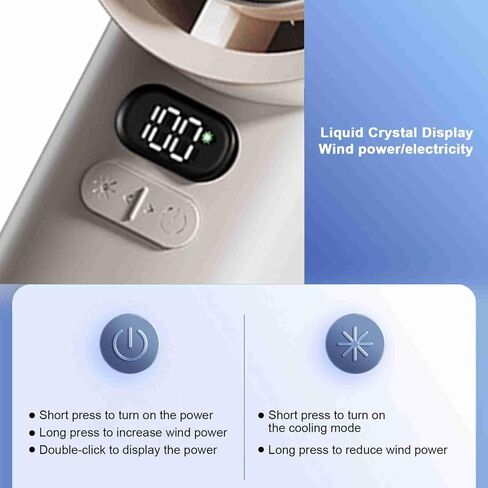 ZJchao Handheld Fan USB Rechargeable 3600mAh Battery LCD Display Mini Desk Fan with 100 Speed Levels Boost for Home Office Outdoor (White) in Saudi Arabia