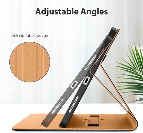 حالة لـ iPad (A16) الجيل الحادي عشر 11 بوصة 2025 / iPad 10th Generation 10.9 بوصة 2022 مع حامل قلم رصاص ، وغطاء من الورقة الجلدية المتميزة مع الجيب ، وأيقلة السيارات / النوم ، والبني الأسود in Saudi Arabia