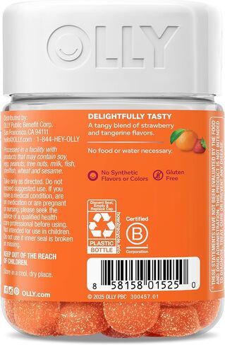 OLLY Laser Focus Gummy, Ginseng, Alpha GPC, B Vitamins, Berry Tangerine Flavor - 36 Count in Kuwait